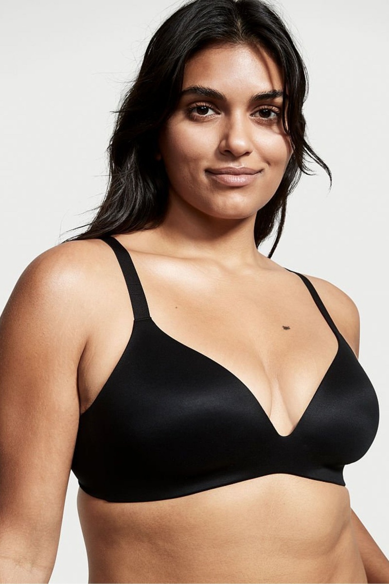 Victoria\'s Secret Bare Smooth Lightly Podsite Plunge Non Wired Bra Čierne | SK-0918ETM