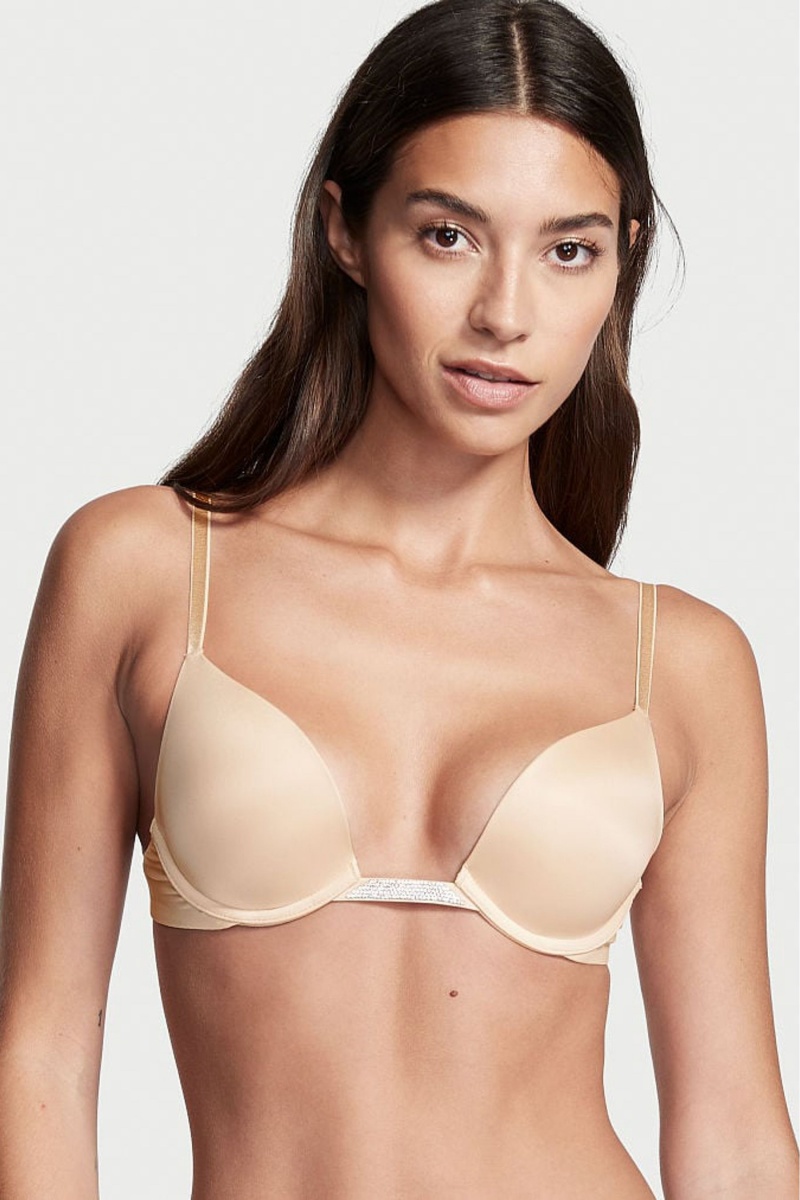 Victoria\'s Secret Bare Smooth Plunge Shine Multiway Bra Marzipan Nude | SK-7286INZ