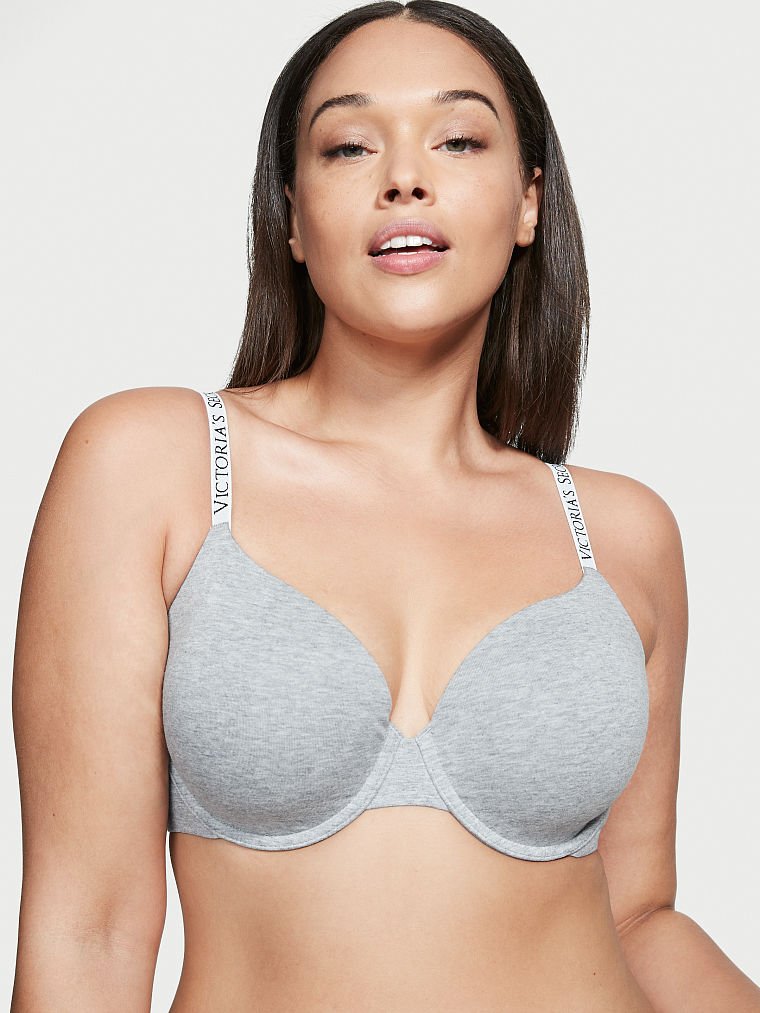 Victoria\'s Secret Bavlnene Lightly Podsite Full-Coverage Bra Siva | SK-5762KXE