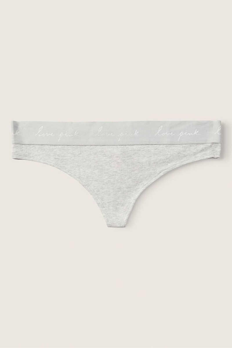 Victoria\'s Secret Bavlnene Logo Tanga Nohavičky Siva | SK-0831IYL