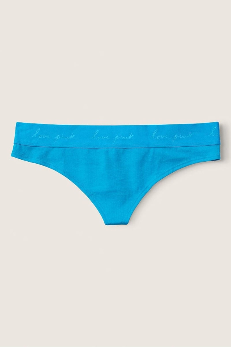 Victoria\'s Secret Bavlnene Logo Tanga Nohavičky Modre | SK-1725WVX