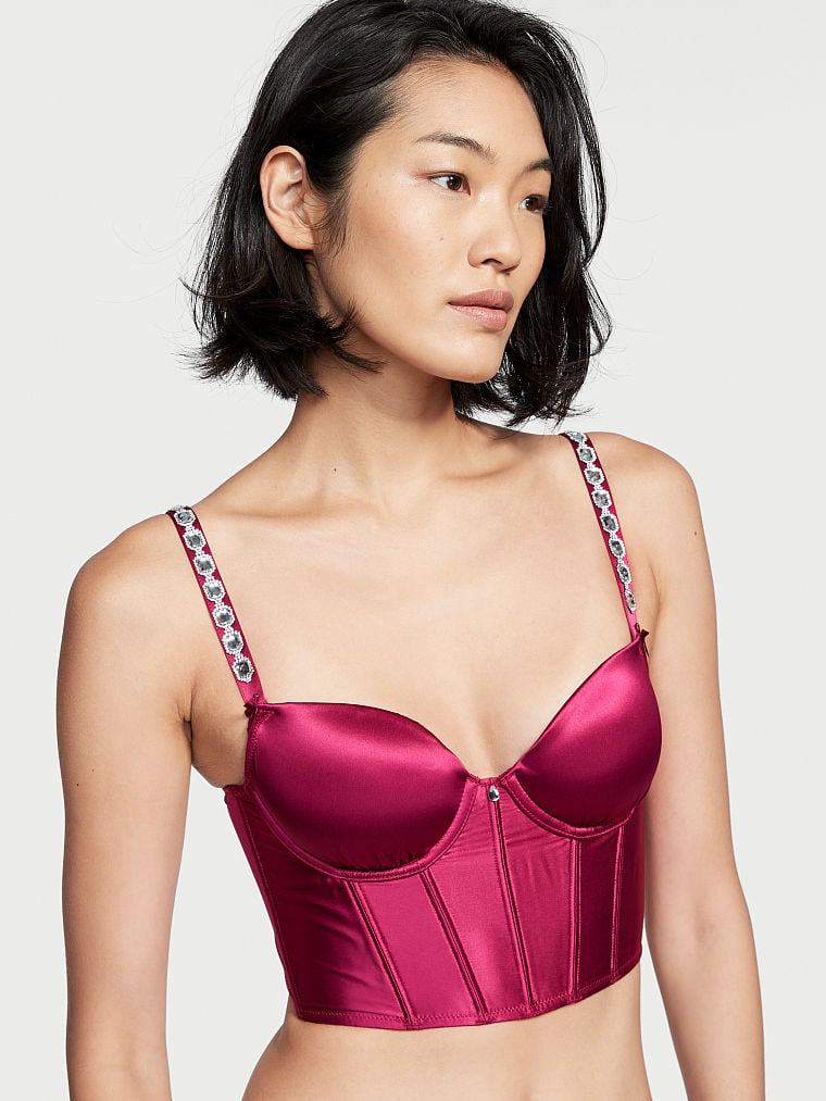 Victoria\'s Secret Bejeweled Remienkove Satin Corset Top Červené | SK-8392AMP