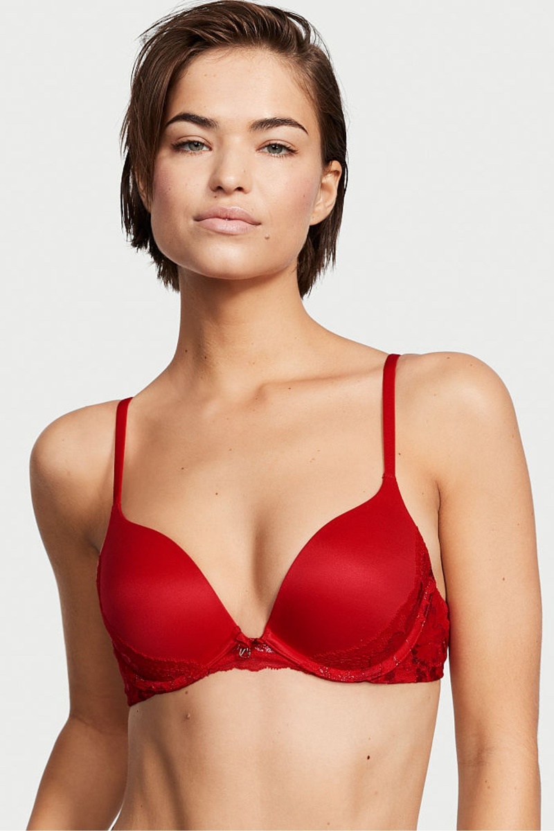 Victoria\'s Secret Body by Victoria Cipkovane Trim Push Up Bra Červené | SK-3589HLP