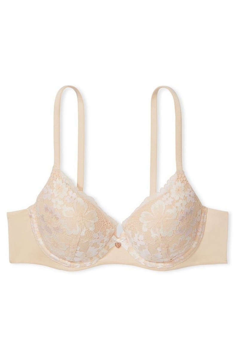 Victoria's Secret Body by Victoria Front Zapinanie Cipkovane Trim Lightly Podsite Demi Bra Champagne Xdye Nude | SK-5208GNS