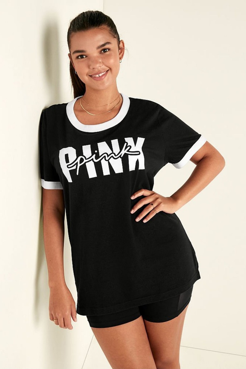 Victoria\'s Secret Campus Ringer T-Shirt Čierne | SK-0792VEA