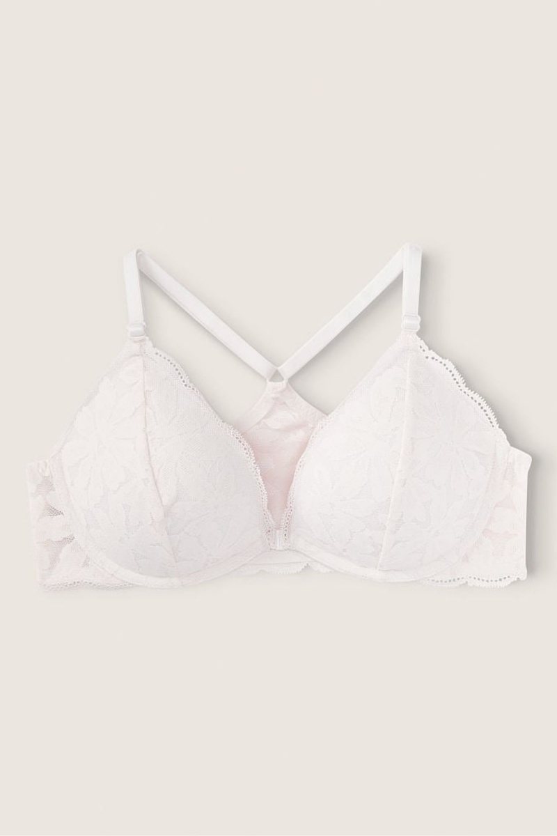 Victoria\'s Secret Cipkovane Front Zapinanie Push Up Bra Biele | SK-4517VST