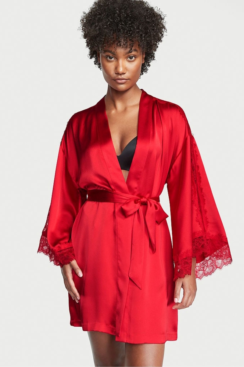 Victoria\'s Secret Cipkovane Inset Robe Červené | SK-1960YKN