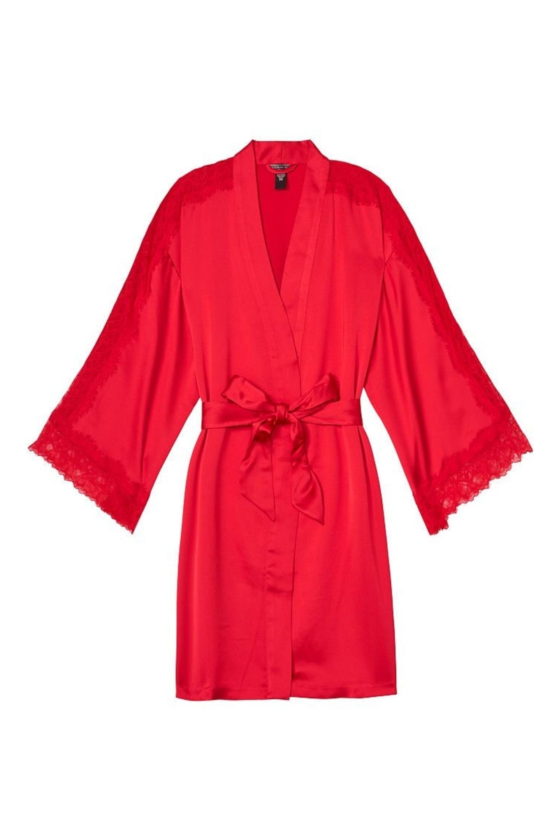 Victoria's Secret Cipkovane Inset Robe Čierne | SK-4187ZWH