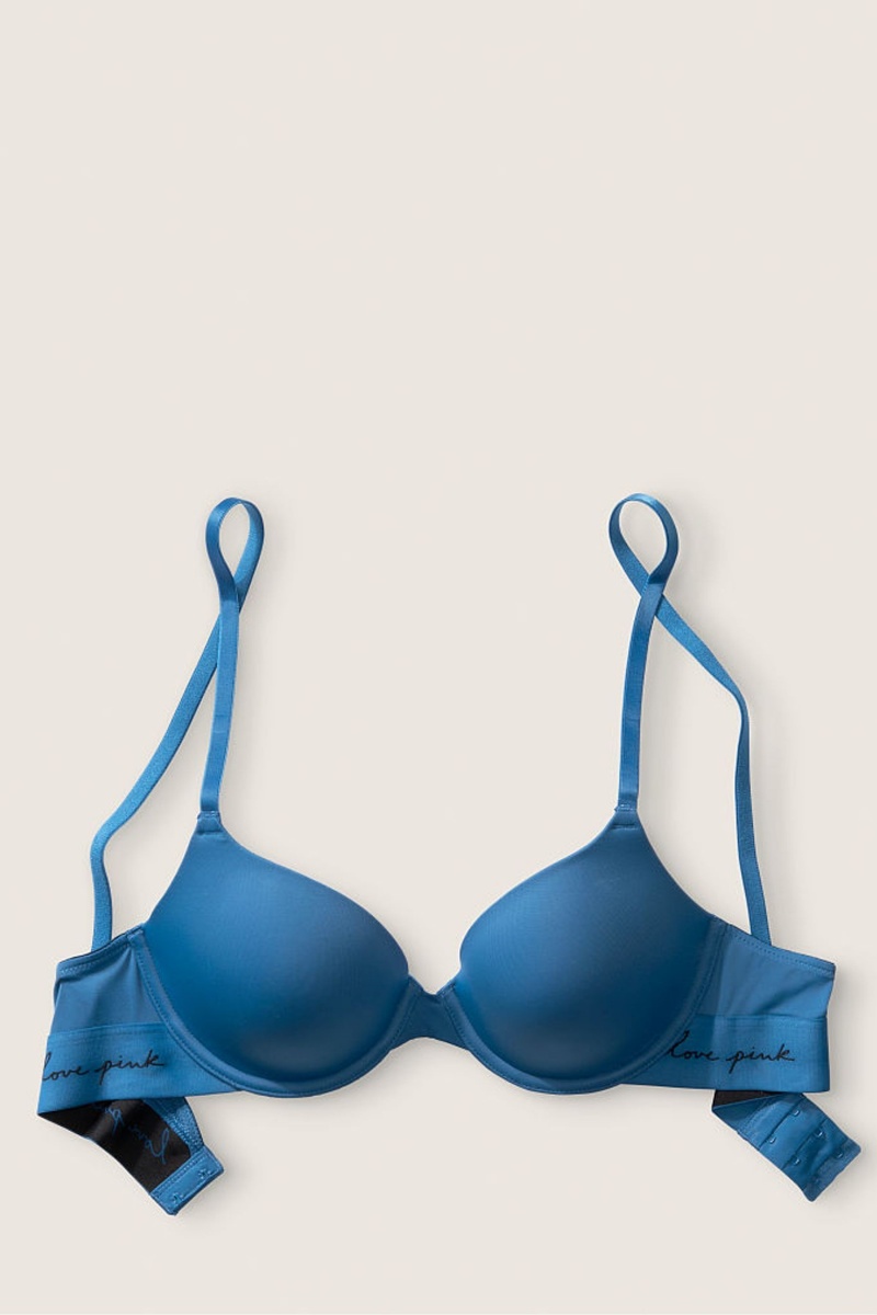 Victoria's Secret Cipkovane Lightly Podsite T-Shirt Bra Modre | SK-4163NYC