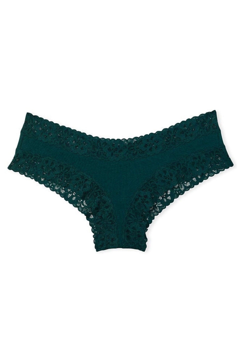 Victoria's Secret Cipkovane Pásom Bavlnene Cheeky Panty Zelene | SK-0342LKZ