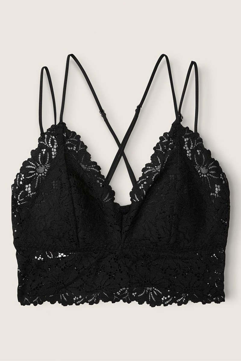 Victoria's Secret Cipkovane Remienkové Back Longline Bralette Čierne | SK-4256AFP