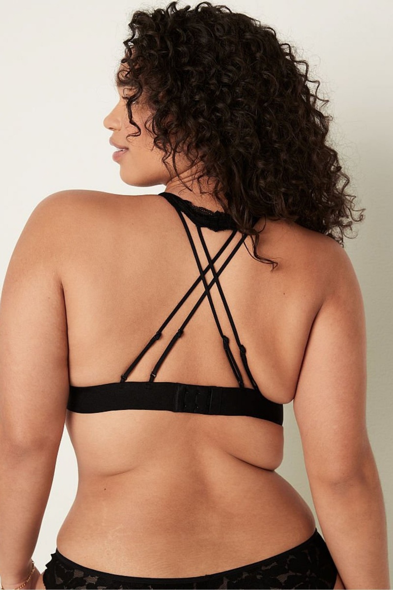 Victoria's Secret Cipkovane Remienkové Back Halterneck Bralette Čierne | SK-4523JDM