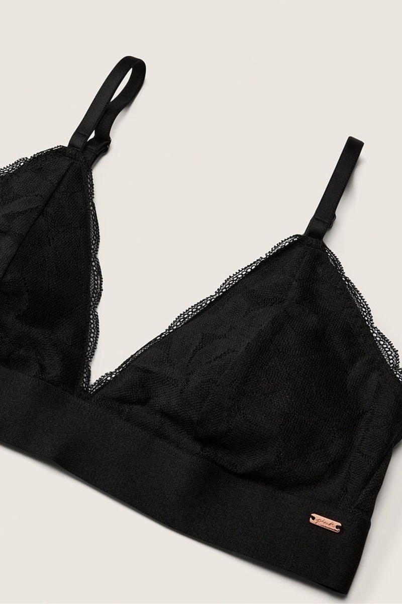 Victoria's Secret Cipkovane Unlined Triangle Bralette Čierne | SK-8637UAT