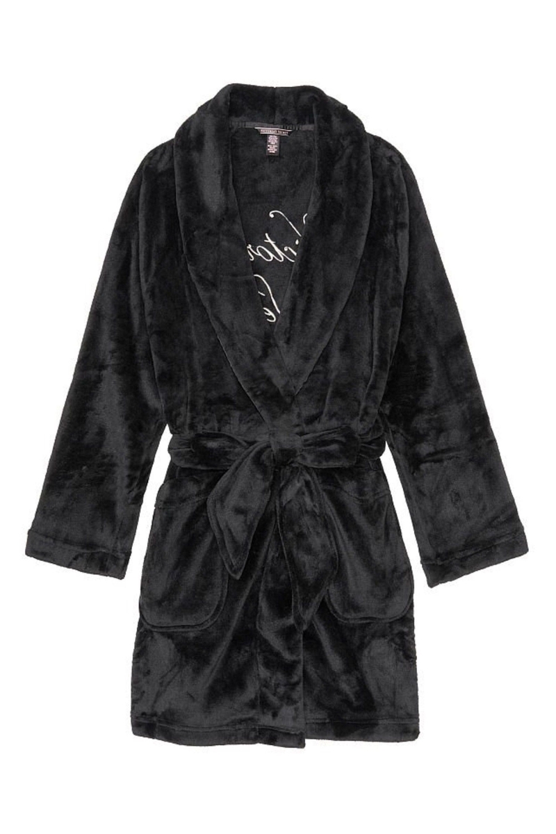 Victoria\'s Secret Cosy Kratke Robe Čierne | SK-9217KDJ