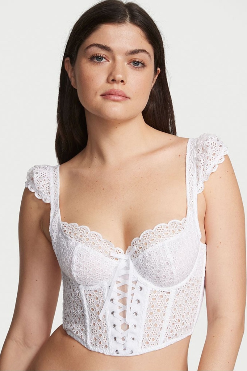 Victoria\'s Secret Dream Angels Broderie Scalloped Trim Bra Biele | SK-6213DIU