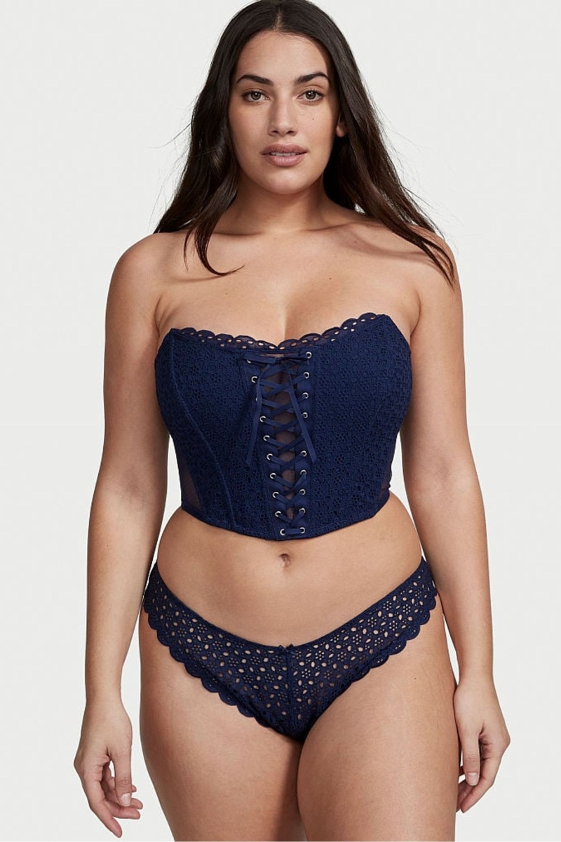 Victoria\'s Secret Dream Angels Broderie Nohavičky Námornícka Modrá Modre | SK-7153VCD