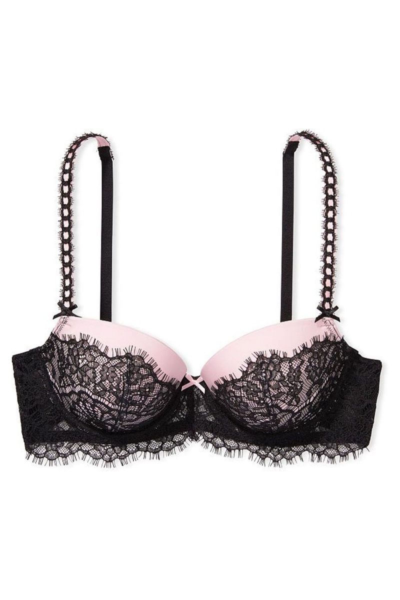 Victoria's Secret Dream Angels Cipkovane Push Up Bra Čierne Ruzove | SK-4810FJR