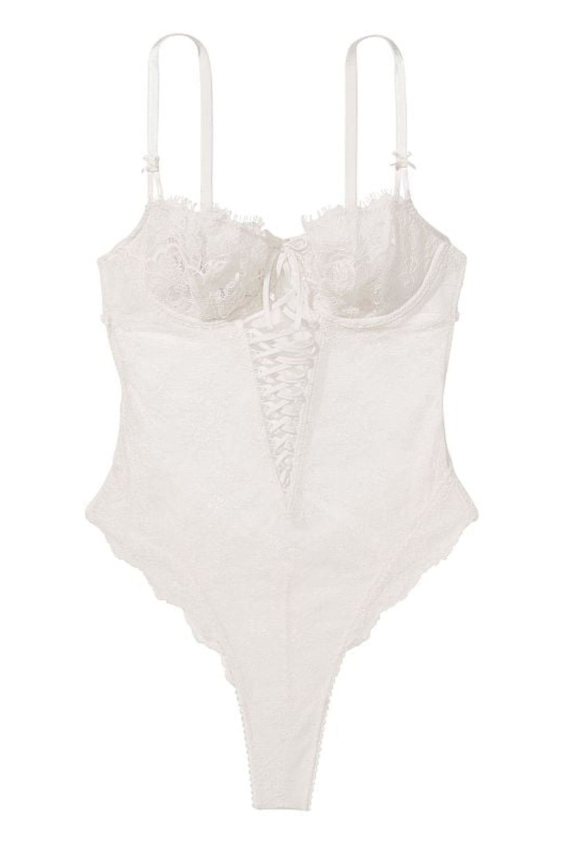 Victoria's Secret Dream Angels Cipkovane Unlined Balcony Bodysuit Biele | SK-7563IWP