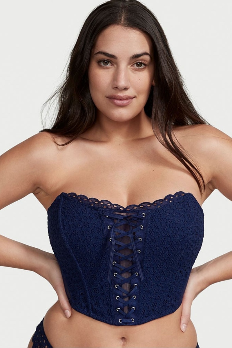 Victoria\'s Secret Dream Angels Dream Angels Eyelet Cipkovane Up Strapless Bra Top Ensign | SK-1824XUA