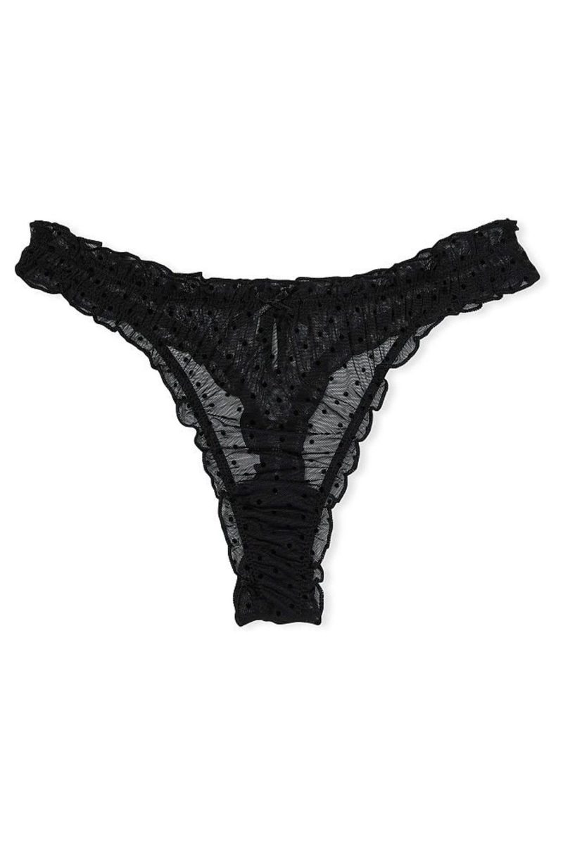 Victoria's Secret Dream Angels Mesh Tanga Nohavičky Čierne | SK-3041FZO