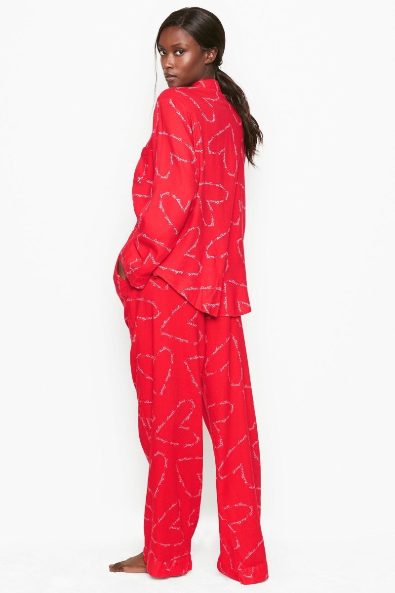 Victoria's Secret Flannel Long Pyjamas Červené | SK-3576PUI