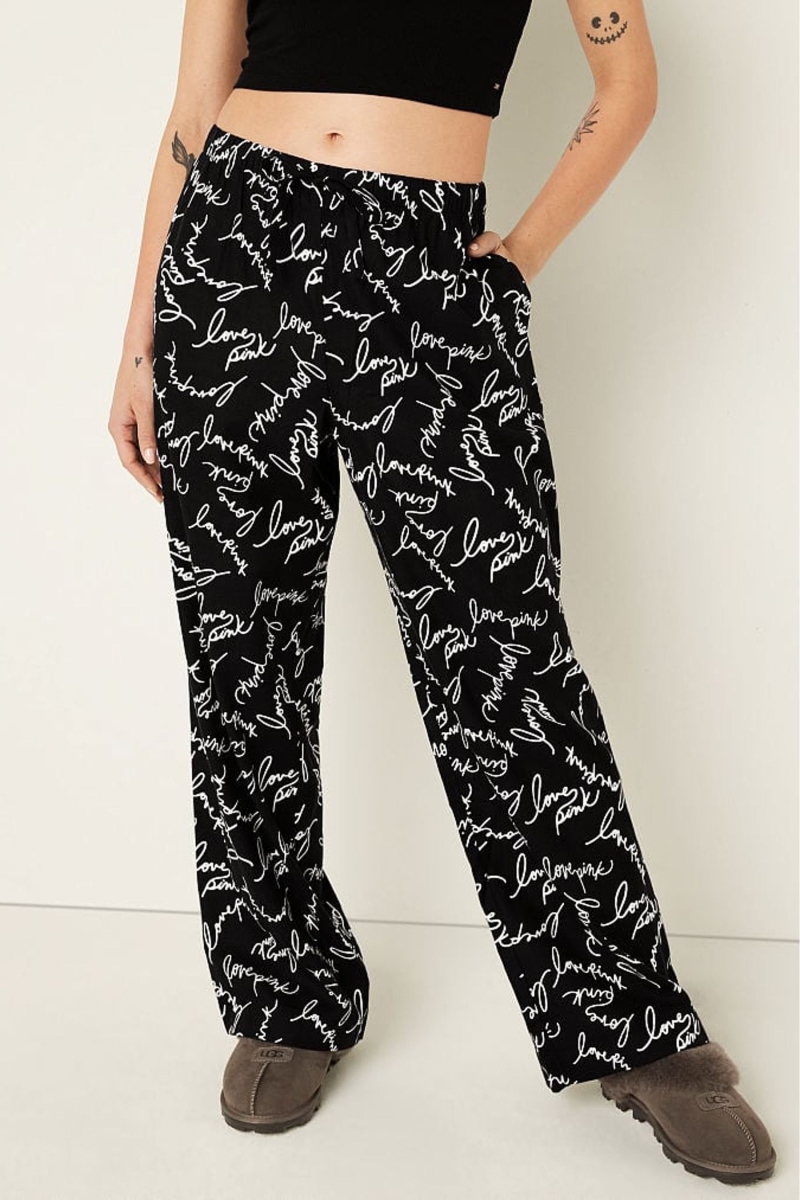 Victoria\'s Secret Flannel Pyjama Bottoms Čierne | SK-4372VTF