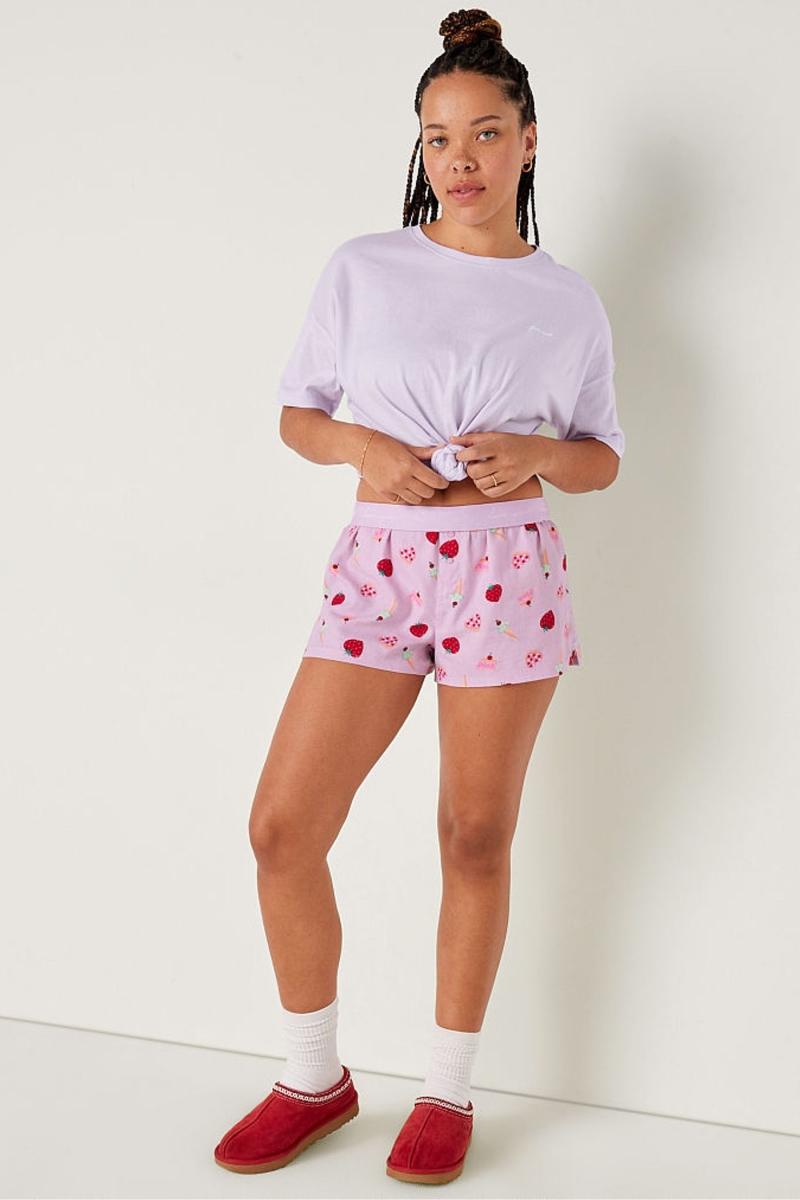 Victoria's Secret Flannel Pyjama Kratke Tmavo Siva | SK-6801FOE