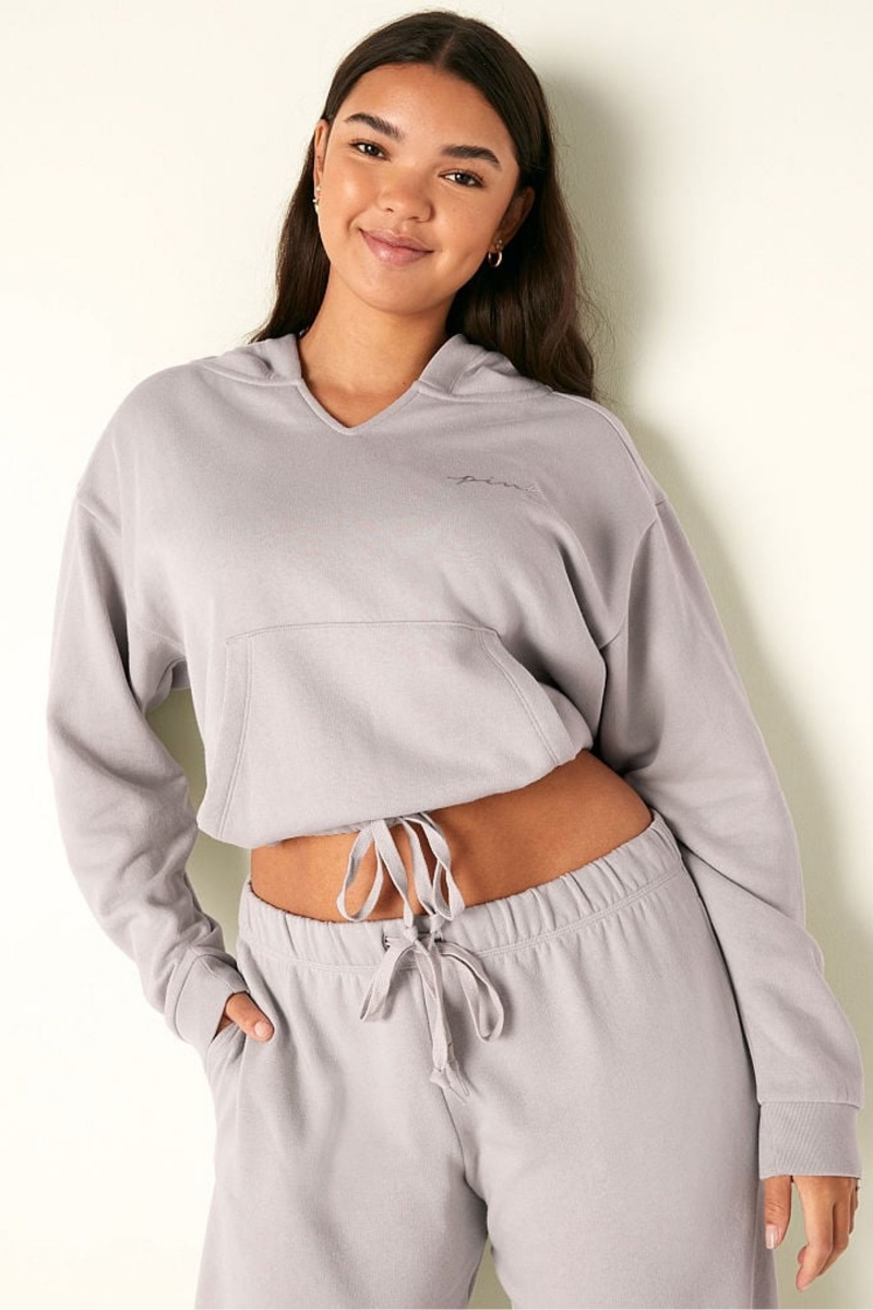 Victoria\'s Secret Fleece Cropped Cinched Campus Hoodie Nachový | SK-9745JZU