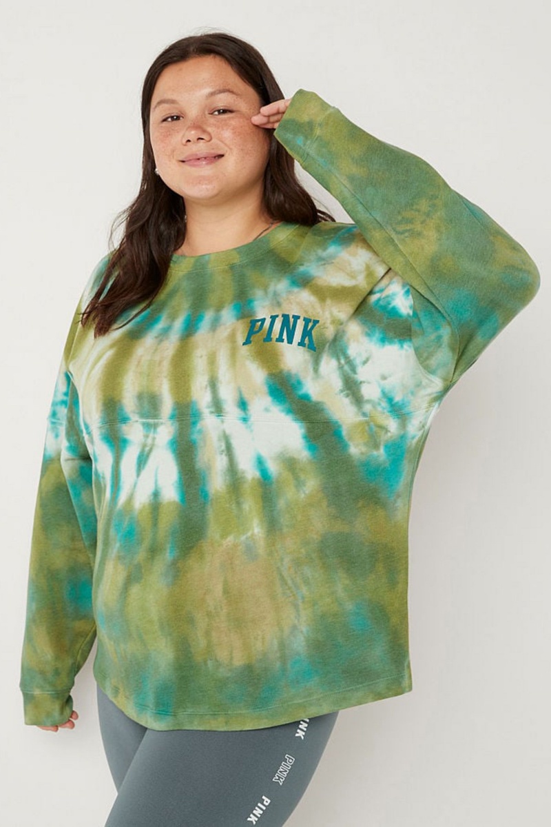 Victoria\'s Secret Fleece Long Sleeve Oversized Sweatshirt Zelene | SK-7489NHI