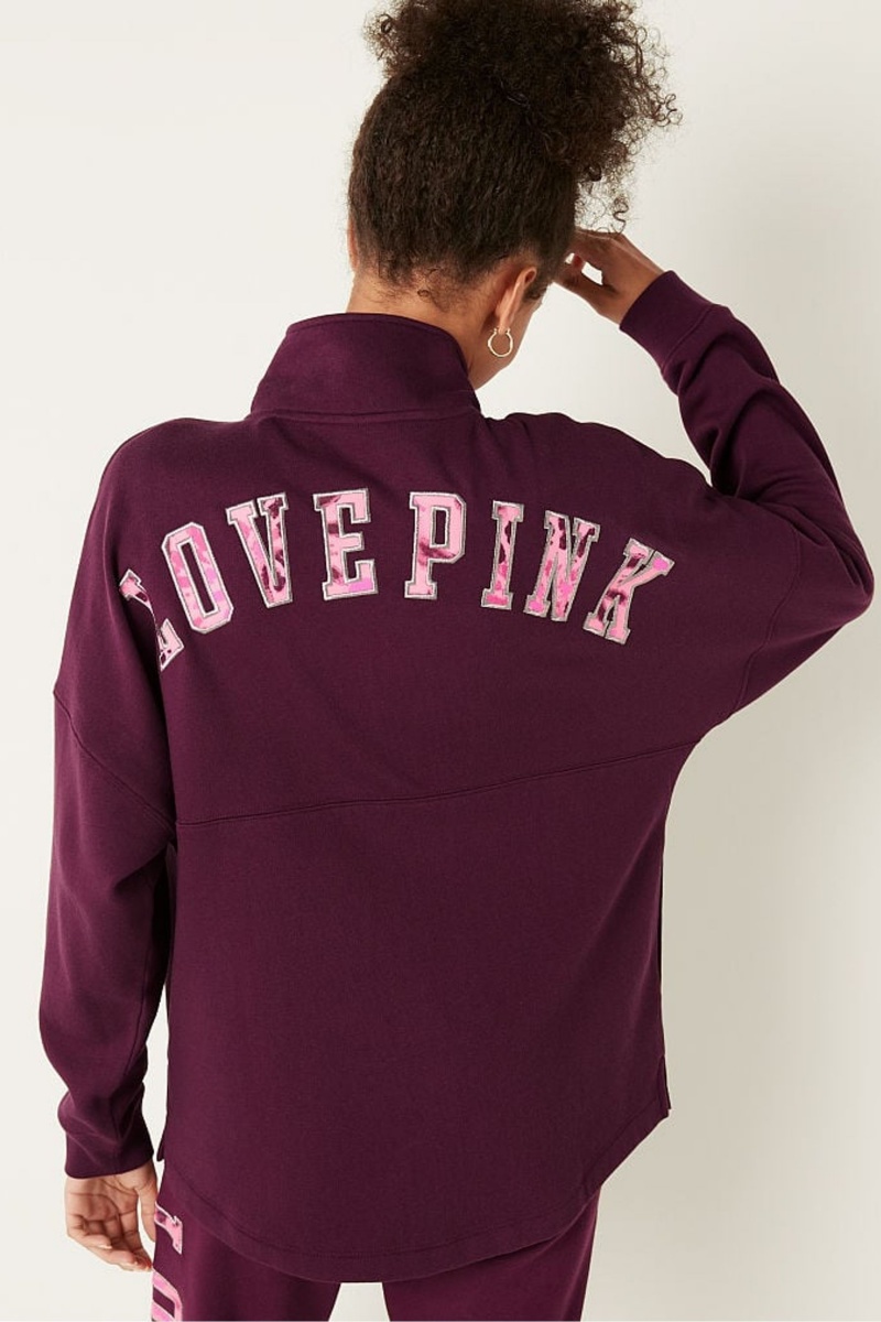 Victoria's Secret Fleece Oversized ZipUp Sweatshirt Bordove | SK-1795KEB