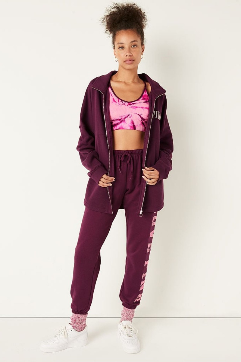 Victoria\'s Secret Fleece Oversized ZipUp Sweatshirt Bordove | SK-1795KEB