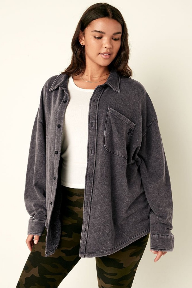 Victoria\'s Secret Fleece Shirt Jacket Modre Modre Svetlomodrá | SK-0156QYF