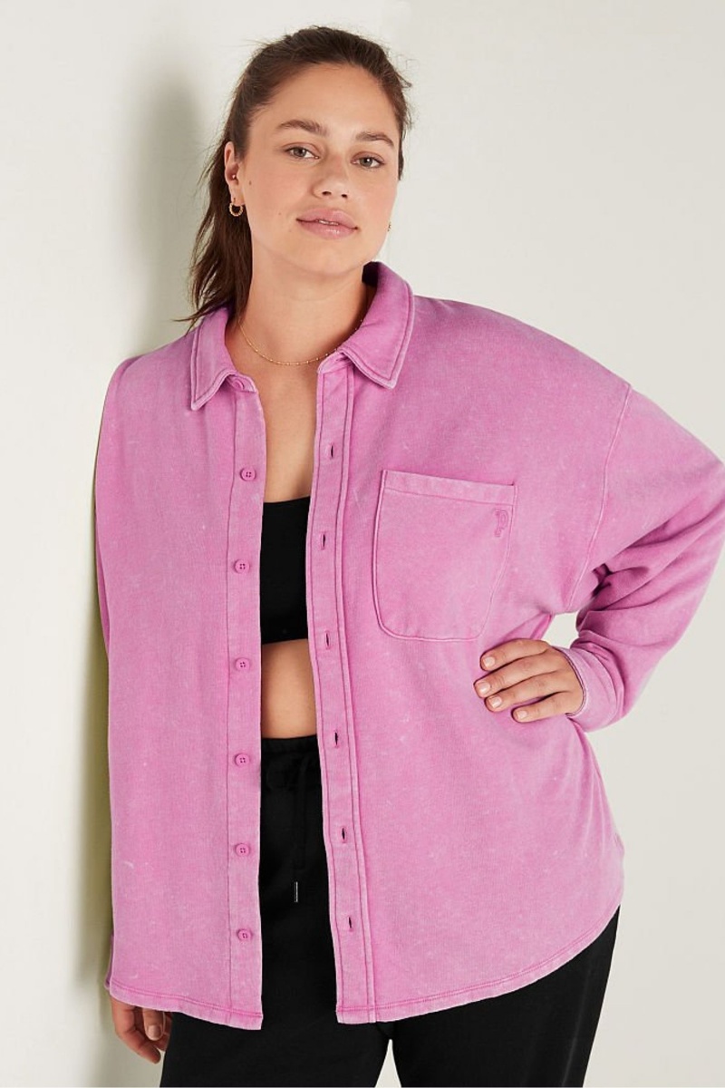 Victoria\'s Secret Fleece Shirt Jacket Modre Modre Svetlomodrá | SK-5837CFO