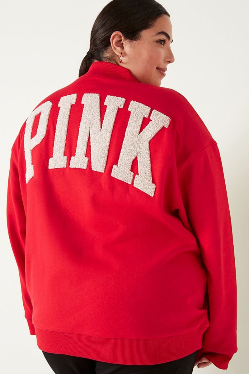 Victoria's Secret Fleece Varsity Jacket Červené | SK-7239LBZ