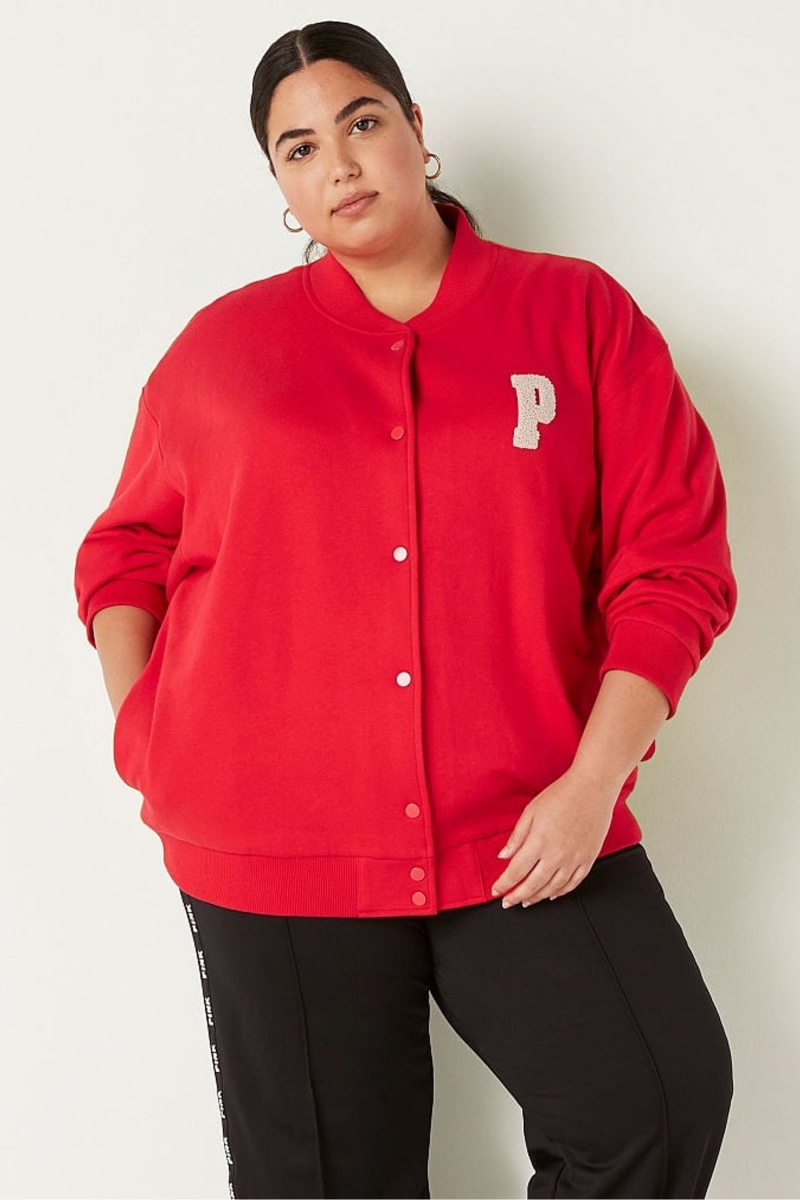 Victoria's Secret Fleece Varsity Jacket Červené | SK-7239LBZ