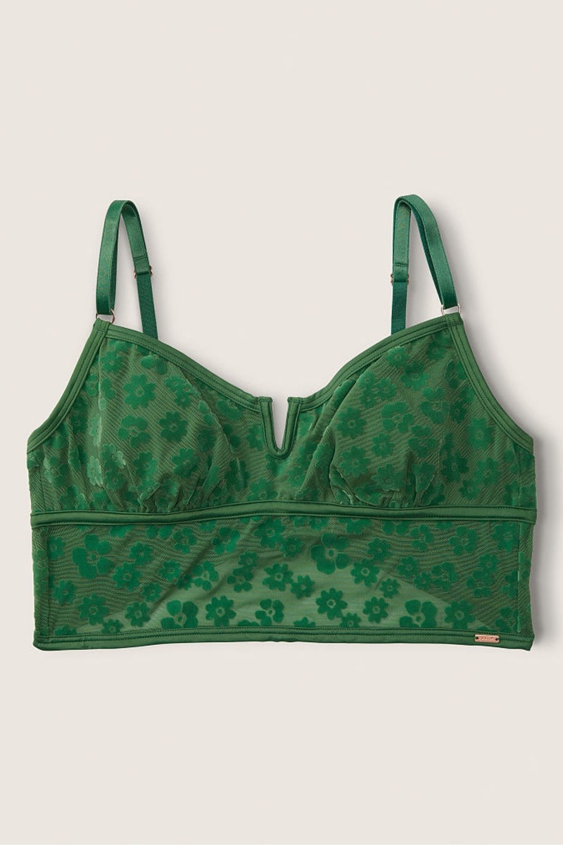 Victoria\'s Secret Flocked Mesh Bralette Zelene | SK-6897AEL