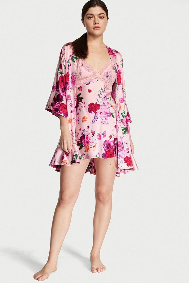 Victoria's Secret Flounce Satin Robe Ruzove Pruhované | SK-1362QBF