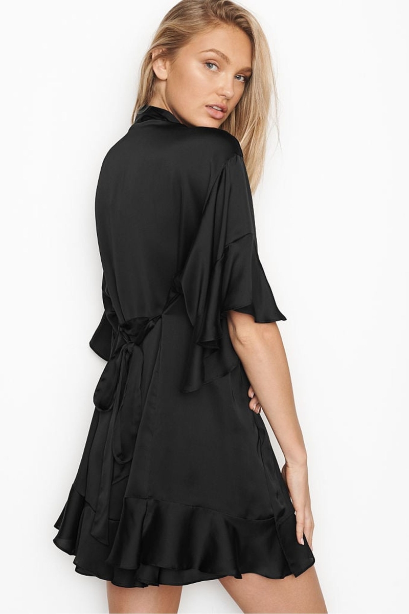 Victoria's Secret Flounce Satin Robe Ruzove Pruhované | SK-1596ANV