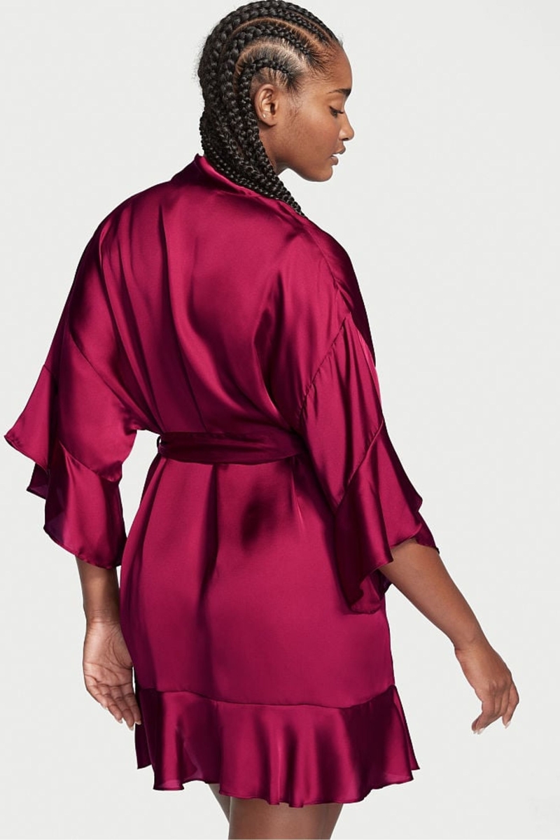 Victoria's Secret Flounce Satin Robe Červené | SK-0187GHM