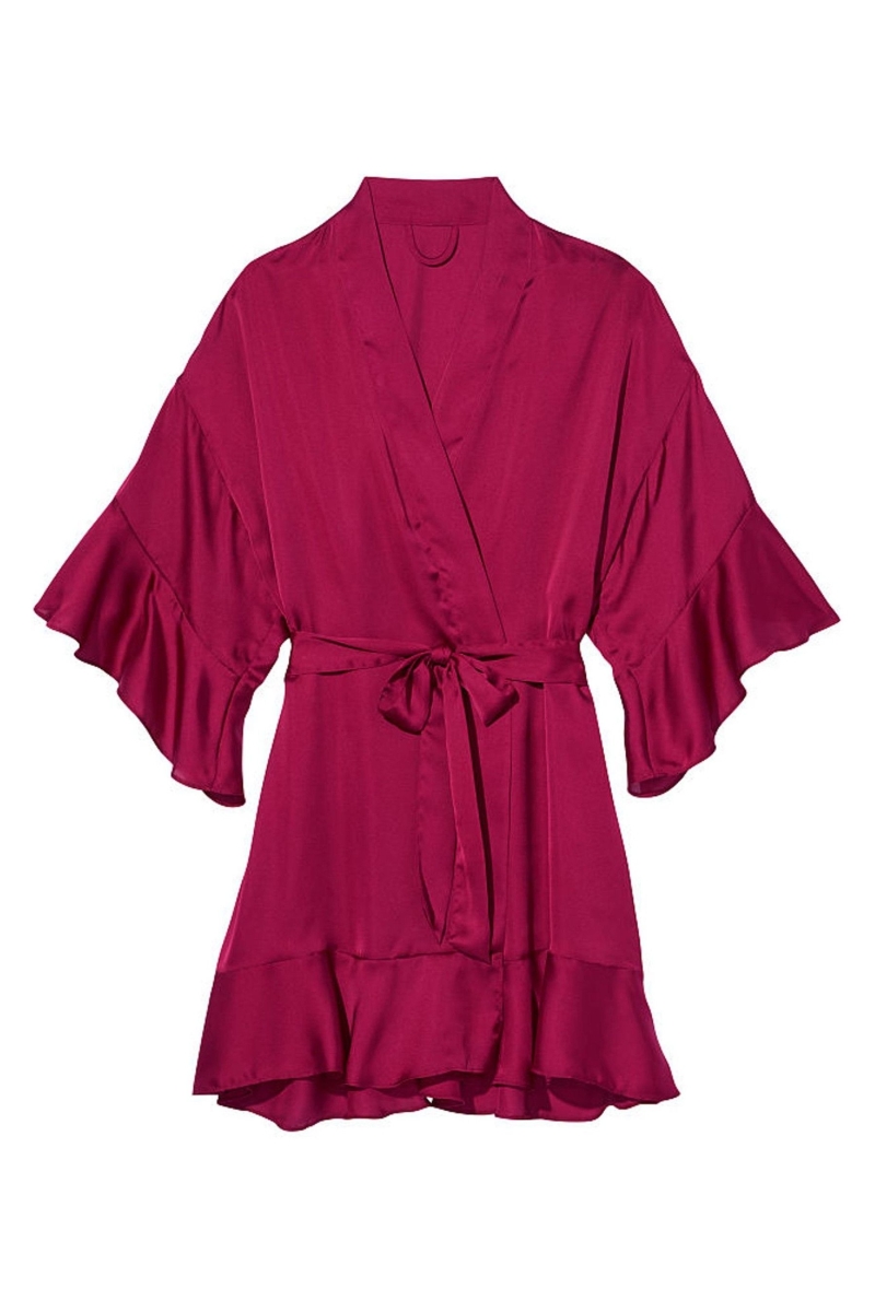 Victoria's Secret Flounce Satin Robe Červené | SK-0187GHM