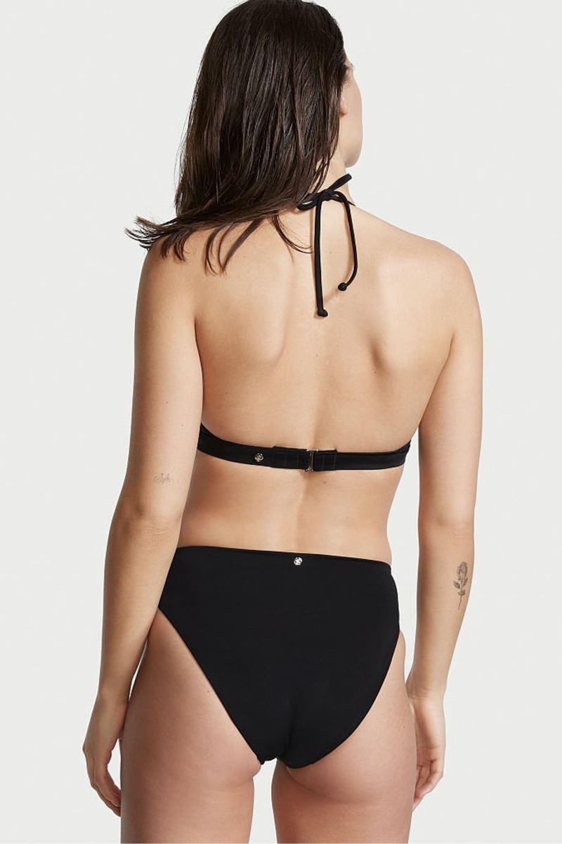 Victoria's Secret Halterneck Triangle Bikiny Top Čierne | SK-3672TAJ