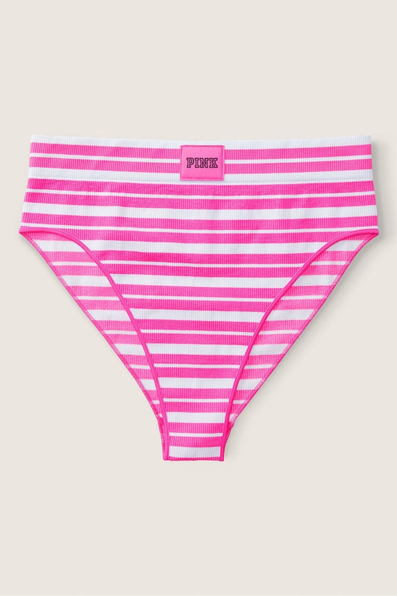 Victoria's Secret High Pásom Rib Seamless Bikiny Bottoms Ruzove | SK-9756DNE