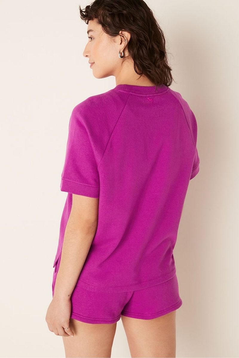 Victoria's Secret Kratke Sleeve Oversized Crew Neck T-Shirt Modre | SK-1970VDB