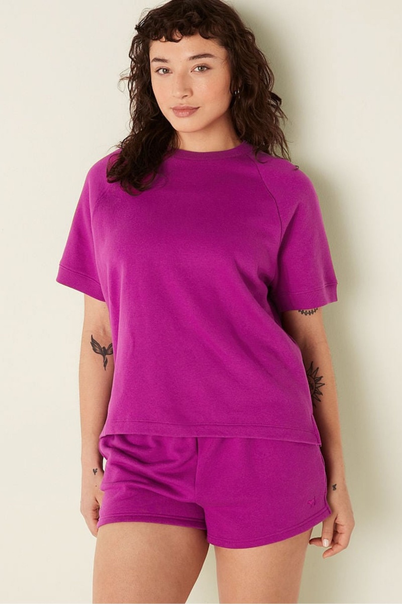 Victoria\'s Secret Kratke Sleeve Oversized Crew Neck T-Shirt Modre | SK-1970VDB