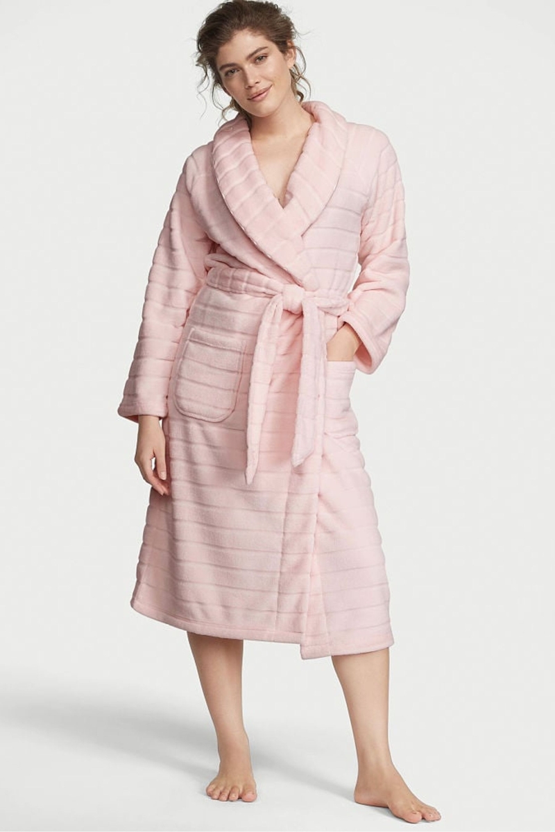 Victoria\'s Secret Long Cosy Robe Ruzove | SK-1247XCP