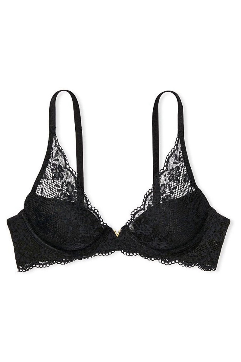 Victoria's Secret Love Cloud Cipkovane Half Pad Plunge Bra Čierne | SK-3046YHK