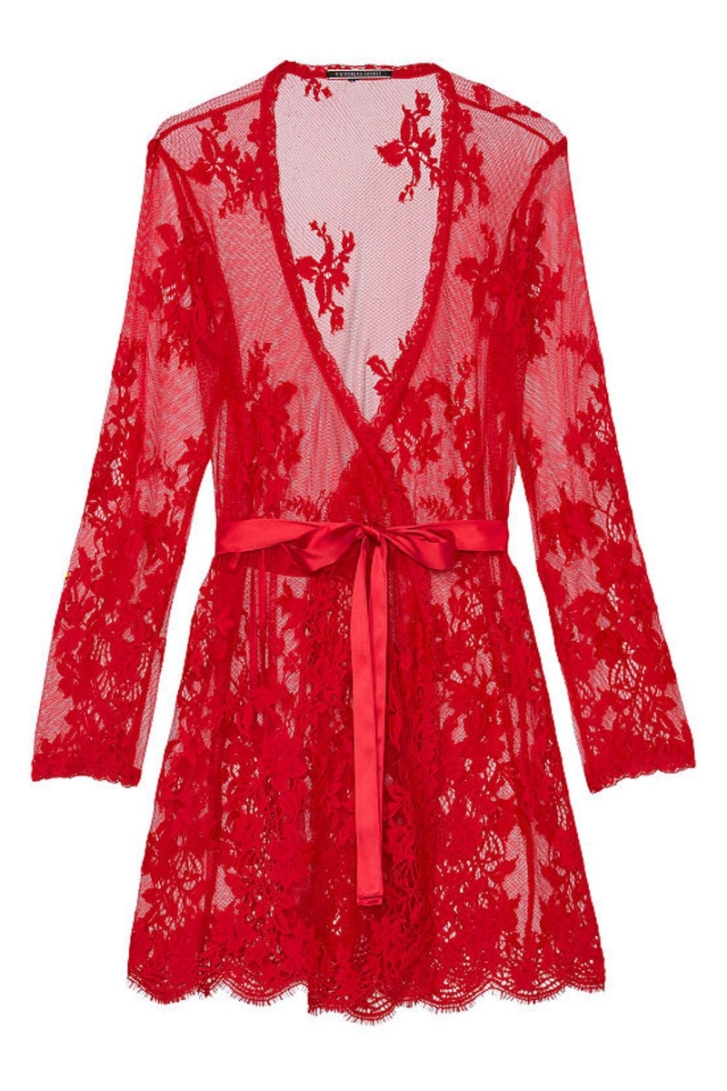 Victoria's Secret Luxe Lingerie Cipkovane Kratke Dressing Gown Červené | SK-2793YUZ