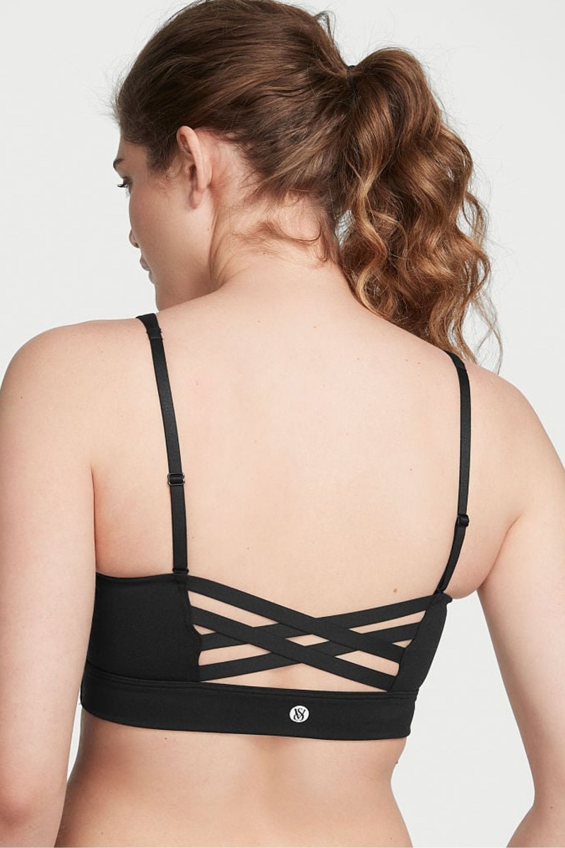 Victoria's Secret Medium Impact Remienkové Back Sports Bra Čierne | SK-9657PYC