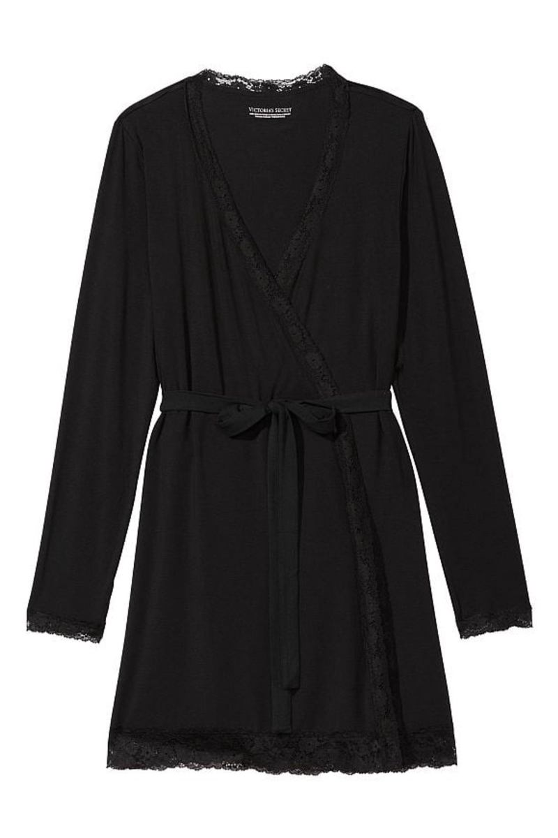 Victoria's Secret Modal Kratke Long Sleeve Robe Čierne | SK-1958LJD