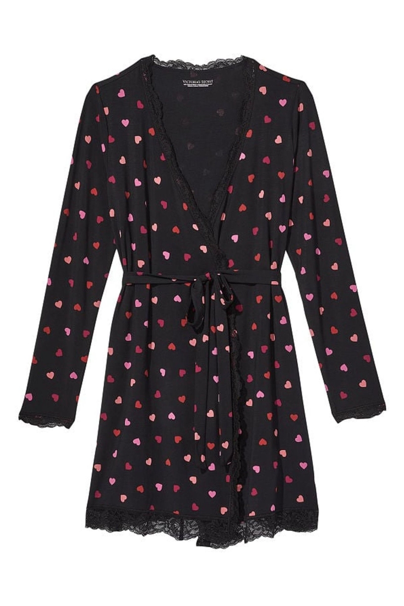 Victoria\'s Secret Modal Kratke Long Sleeve Robe Čierne | SK-2985MYB